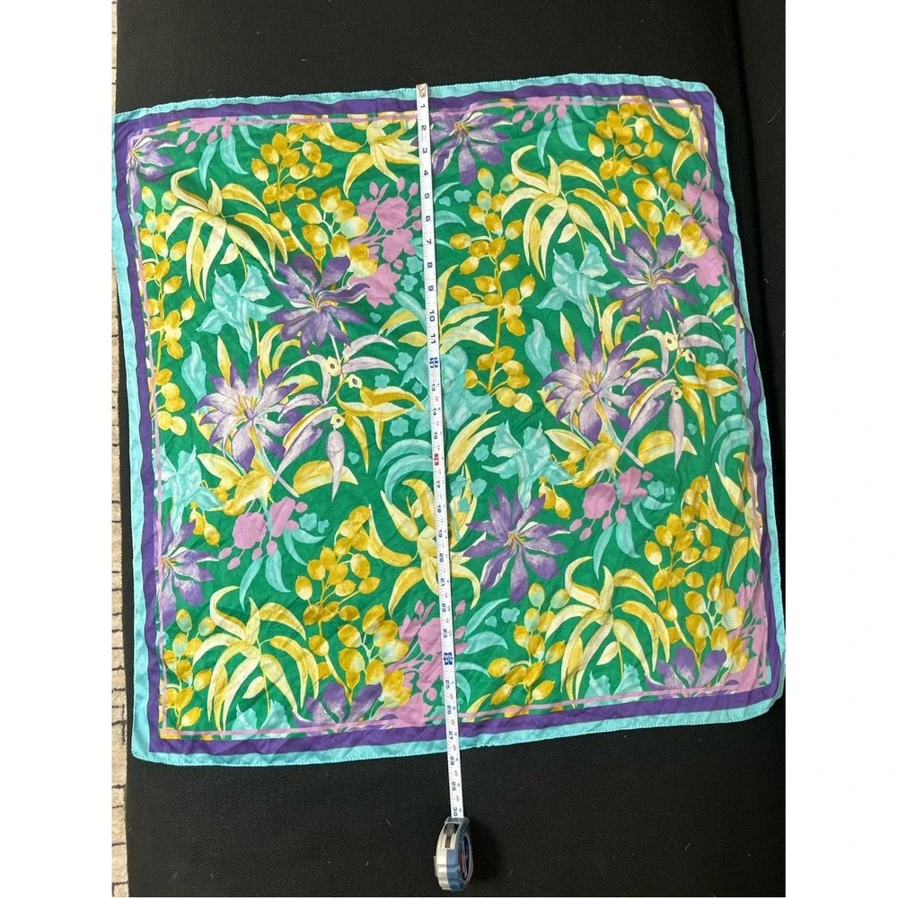 Zara Floral Print scarf Turquoise, Yellow, Purple, Pink